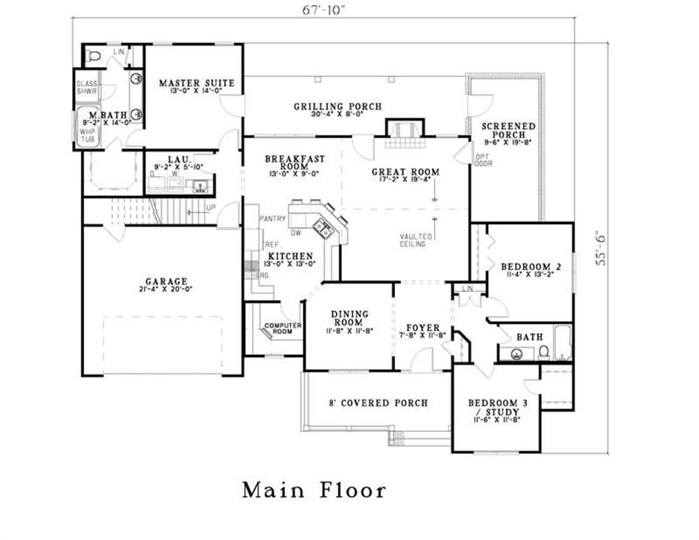 Floor Plan First Story of Cape Cod Plan #153-1474